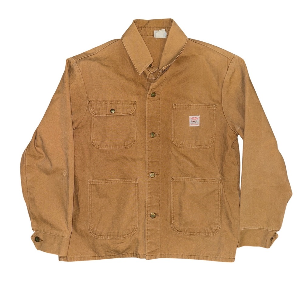 Pointer Brand Duck Canvas Chore Coat Brown Tan Workwear Jacket Made in USA Large